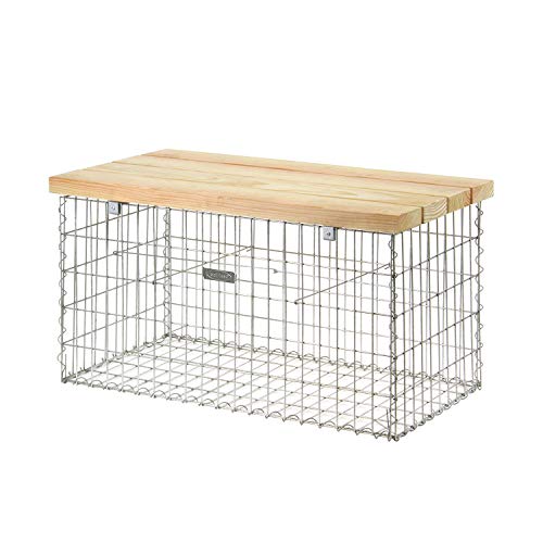 bellissa Gabionenbank - 97152 - Gabionen-Gartenbank ohne Lehne - Garten-Bank, Sitzfläche aus Douglasien-Holz - 105 x 56 x 54 cm von bellissa