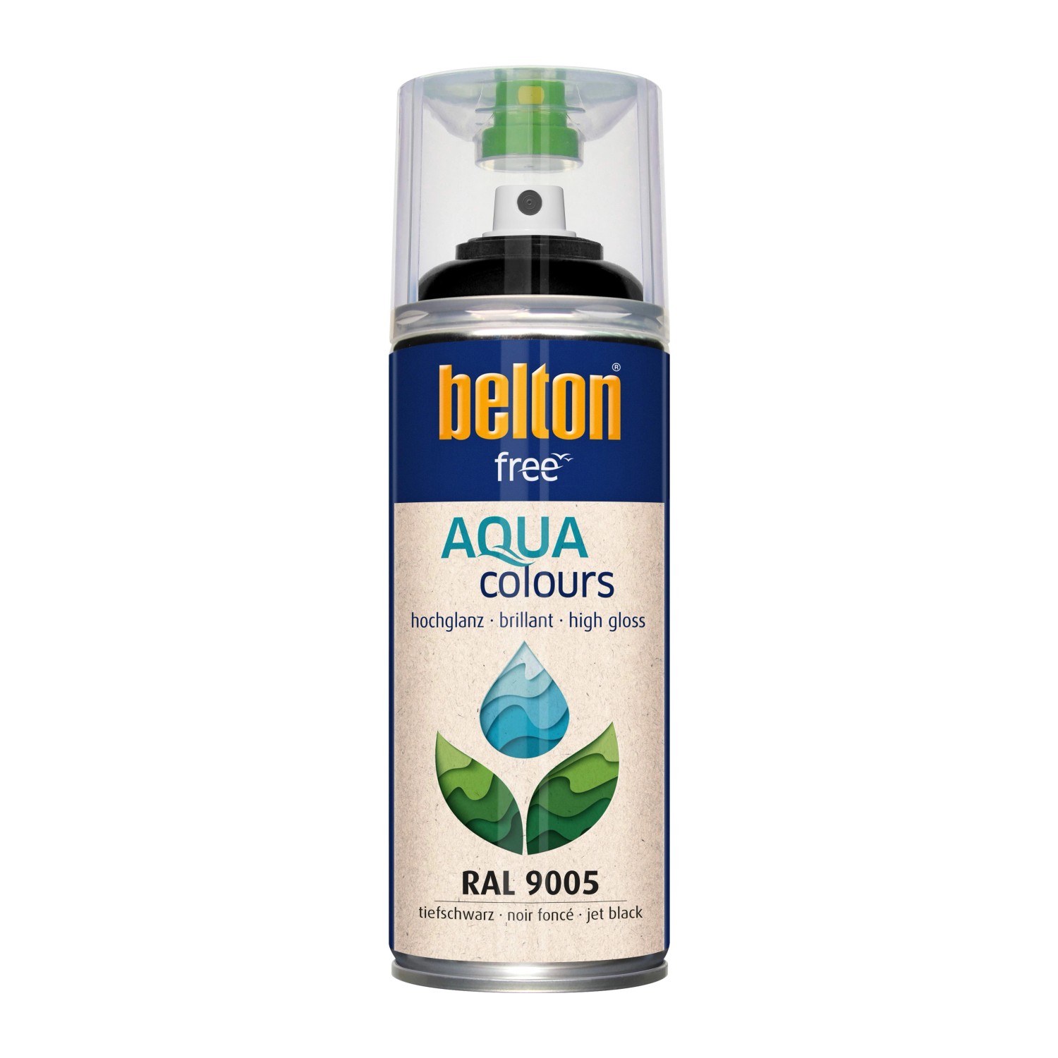 Belton Free AQUAcolours Buntlack RAL 9005 Tiefschwarz hochglänzend 400 ml von belton