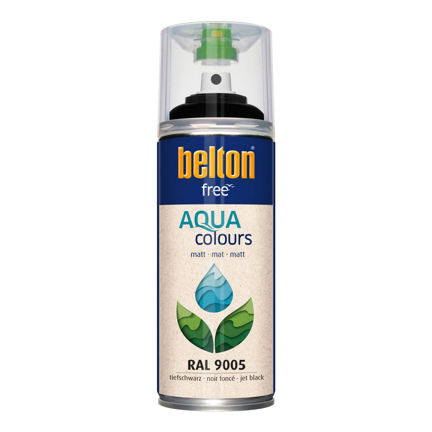 Belton Free AQUAcolours Buntlack RAL 9005 Tiefschwarz matt 400 ml von belton