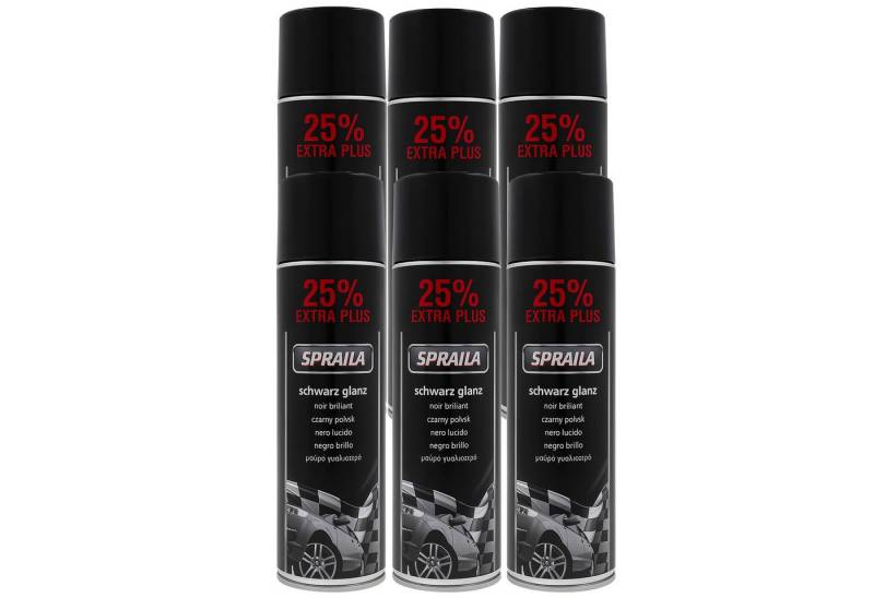 belton Sprühlack 6 x Auto Lackspray Dose Spraila Schwarz Glanz 500ml von belton