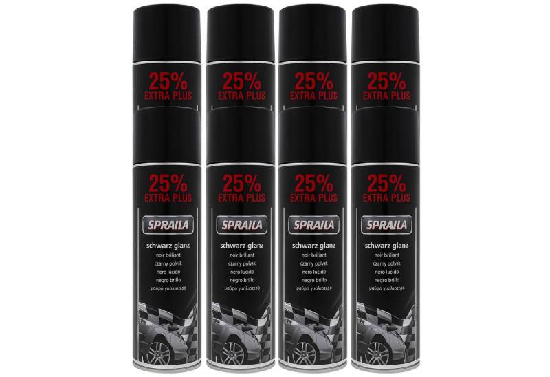 belton Sprühlack 8 x Auto Lackspray Dose Spraila Schwarz Glanz 500ml von belton
