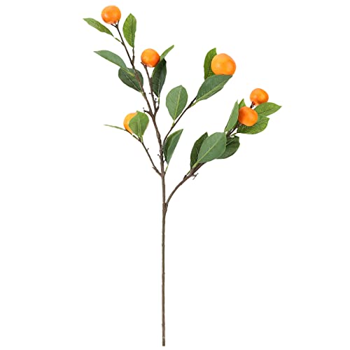 Belupai 24,8 Zoll Künstlicher Mandarinenzweig, Künstlicher Orangenzweig, Künstlicher Obstpflücker mit Grünen Blättern, Lebensechte Künstliche Fruchtstiel-Requisite für Vase,(#1) von belupai