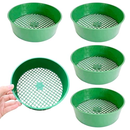 Belupai 5 Stück Garten Sieb, Kunststoffgeflecht Erde Sieb Garten Erde Mesh Pfanne Sieb Filter Sand Runde Rätsel Garten Bildschirm Feinklassifizierer Kompost Siebe Für Hausgarten von belupai