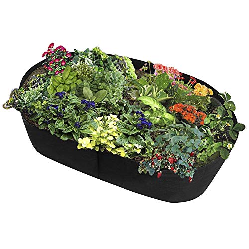 belupai 1,2 x 0,6 m rechteckiges Gewebe-Hochbeet, Pflanztasche für den Anbau von Gemüse, Kartoffeln, Blumen, schwarz, große Garten-Pflanztasche, Filz-Pflanzbehälter für Outdoor-Gartenarbeit (schwarz) von belupai