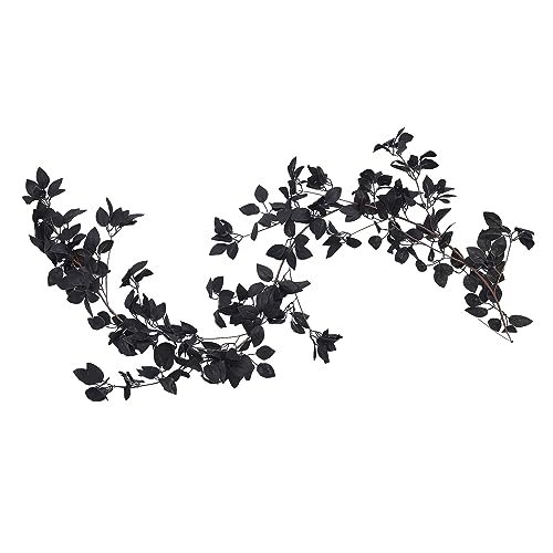 Belupai 5,6 Fuß Künstliche Schwarze Ranken-Halloween-Girlande, 2er-Pack Künstliche Rosenranken-Blumengirlande, Gefälschte Florale Wandbehangornamente mit Eukalyptusblättern für(Schwarz) von belupai