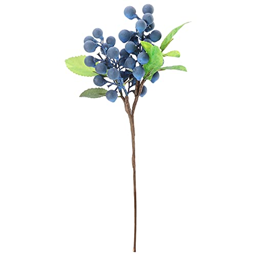 belupai 9,4 Zoll Künstliche Blaubeeren mit Stiel, Lebensechte Blaue Beeren, Früchtespray, Gefälschte Blaubeerenzweige, Stechpalmen-Weihnachtsbeeren, Pflücken, Zuhause, Hochzeit, Festival,(Blau) von belupai
