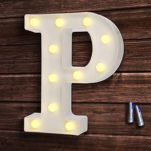 bemece LED Buchstabe Lichter Alphabet, LED Brief Licht, Led dekoration für Geburtstag Party Hochzeit & Urlaub Haus Bar - Buchstabe P von bemece