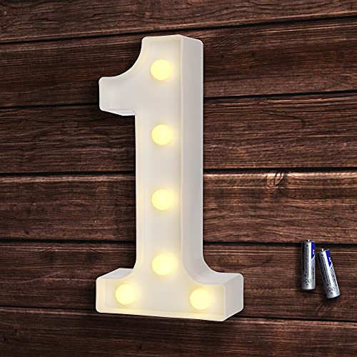 bemece LED Buchstabe Lichter Alphabet, LED Brief Licht, Led dekoration für Geburtstag Party Hochzeit & Urlaub Haus Bar - Nummer 1 von bemece