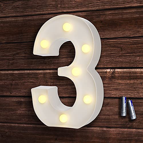 bemece LED Buchstabe Lichter Alphabet, LED Brief Licht, Led dekoration für Geburtstag Party Hochzeit & Urlaub Haus Bar - Nummer 3 von bemece