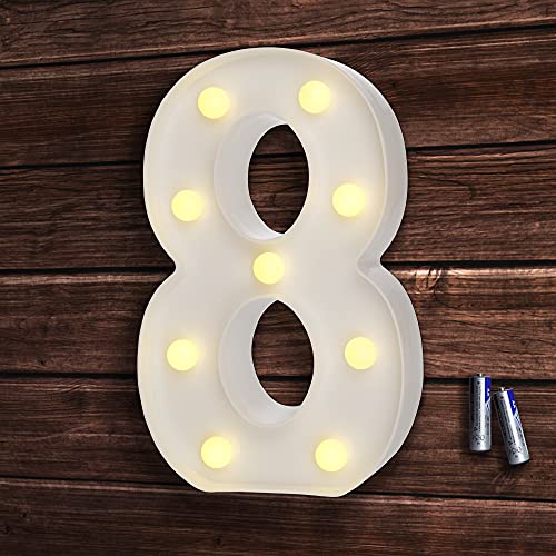 bemece LED Buchstabe Lichter Alphabet, LED Brief Licht, Led dekoration für Geburtstag Party Hochzeit & Urlaub Haus Bar - Nummer 8 von bemece