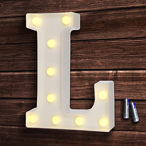 bemece LED Buchstaben Lichter Alphabet, Led leuchtbuchstabe, Led dekoration für Geburtstag Party Hochzeit & Urlaub Haus Bar - Buchstabe L von bemece