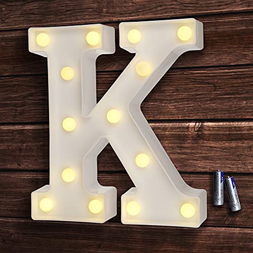 bemece LED Buchstaben Lichter Alphabet, Led leuchtbuchstabe, Led dekoration für Geburtstag Party Hochzeit & Urlaub Haus Bar - K von bemece