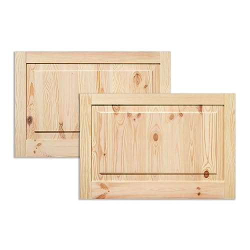 Kassettentür Schranktür Holz RUSTIKAL | 39,5 x 59,4 cm 2-er Pack Set | unbehandelte Holztür aus Kiefernholz im Kolonialstil und Markflecken als Raumteiler Schiebetür für Regale, Schränke, Möbel von ben+camilla.com