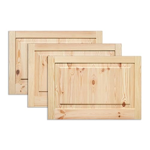 Kassettentür Schranktür Holz RUSTIKAL | 39,5 x 59,4 cm 3-er Pack Set | unbehandelte Holztür aus Kiefernholz im Kolonialstil und Markflecken als Raumteiler Schiebetür für Regale, Schränke, Möbel von ben+camilla.com