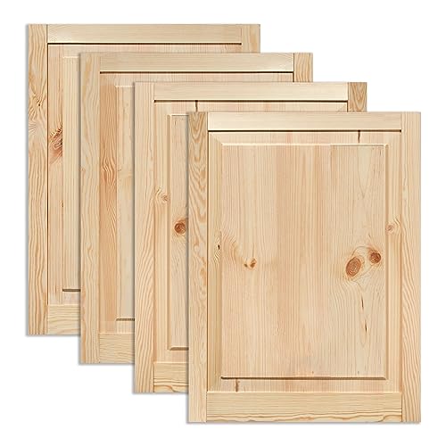 Kassettentür Schranktür Holz RUSTIKAL | 69 x 49,4 cm 4-er Pack Set | unbehandelte Holztür aus Kiefernholz im Kolonialstil und Markflecken als Raumteiler Schiebetür für Regale, Schränke, Möbel von ben+camilla.com