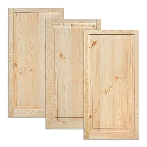 Kassettentür Schranktür Holz RUSTIKAL | 99,3 x 49,4 cm 3-er Pack Set | unbehandelte Holztür aus Kiefernholz im Kolonialstil und Markflecken als Raumteiler Schiebetür für Regale, Schränke, Möbel von ben+camilla.com