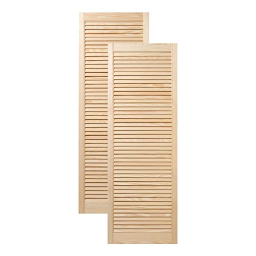 ben+camilla.com Doppel-Paket / 2-er Pack Lamellentüren 140,6 x 49,4 cm Holztür Natur mit offenen Lamellen für Regale, Schränke, Möbel | Kiefer Holz unbehandelt von ben+camilla.com