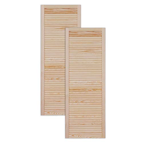 Lamellentür Holztür Natur 1400 x 494 x 21 mm mit geschlossenen Lamellen für Regale, Schränke, Möbel | Kiefer Holz unbehandelt | Doppel-Paket 2-er Pack von ben+camilla.com