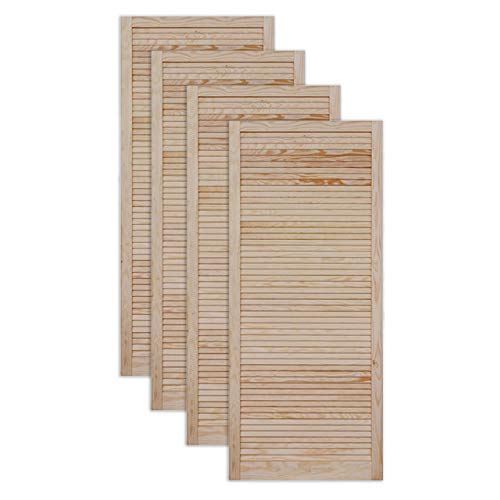 ben+camilla.com Lamellentür Holztür Natur 1400 x 594 x 21 mm mit geschlossenen Lamellen für Regale, Schränke, Möbel | Kiefer Holz unbehandelt | Vierer Paket 4-er Pack von ben+camilla.com