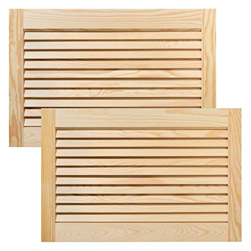 ben+camilla.com Doppel-Paket / 2-er Pack Lamellentüren 39,5 x 59,4 cm Holztür Natur mit offenen Lamellen für Regale, Schränke, Möbel | Kiefer Holz unbehandelt von ben+camilla.com