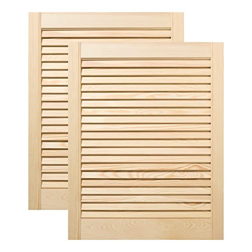 ben+camilla.com Doppel-Paket / 2-er Pack Lamellentüren 61,5 x 49,4 cm Holztür Natur mit offenen Lamellen für Regale, Schränke, Möbel | Kiefer Holz unbehandelt von ben+camilla.com