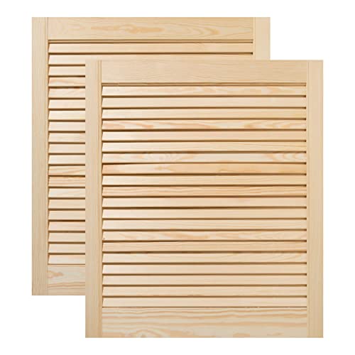 ben+camilla.com Lamellentür Holztür Natur 69,0 x 59,4 cm mit offenen Lamellen für Regale, Schränke, Möbel | Kiefer Holz unbehandelt | Doppel-Paket 2-er Pack von ben+camilla.com