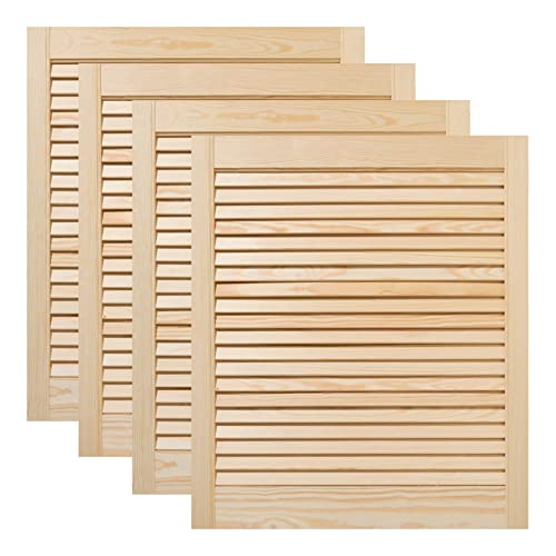 ben+camilla.com Vierer Paket / 4-er Pack Lamellentüren 69,0 x 59,4 cm Holztür Natur mit offenen Lamellen für Regale, Schränke, Möbel | Kiefer Holz unbehandelt von ben+camilla.com