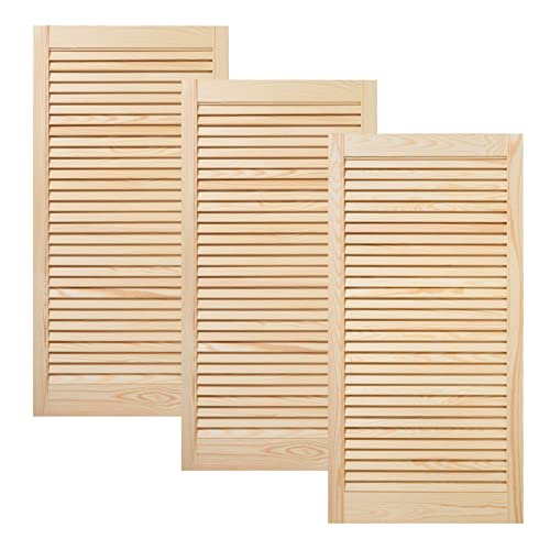 ben+camilla.com Dreier Paket / 3-er Pack Lamellentüren 99,3 x 49,4 cm Holztür Natur mit offenen Lamellen für Regale, Schränke, Möbel | Kiefer Holz unbehandelt von ben+camilla.com