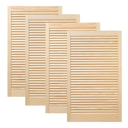 ben+camilla.com Vierer Paket / 4-er Pack Lamellentüren 99,3 x 59,4 cm Holztür Natur mit offenen Lamellen für Regale, Schränke, Möbel | Kiefer Holz unbehandelt von ben+camilla.com