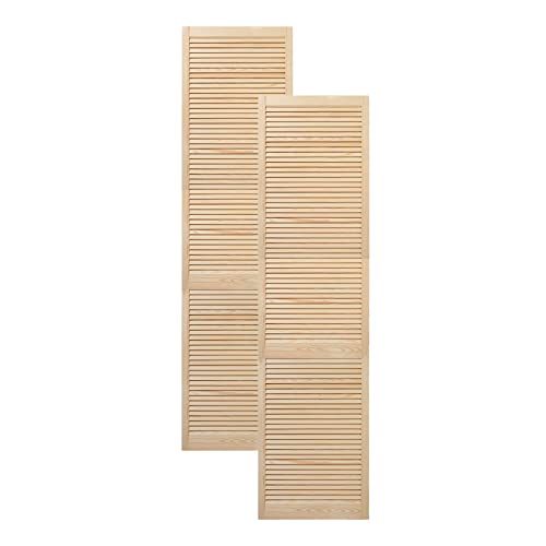 Lamellentür Holztür natur 242,2 x 59,4 cm mit offenen Lamellen für Regale, Schränke, Möbel | Kiefer Holz unbehandelt | Doppel-Paket 2-er Pack von ben+camilla.com