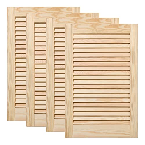 ben+camilla.com Vierer Paket / 4-er Pack Lamellentüren 61,5 x 39,4 cm Holztür Natur mit offenen Lamellen für Regale, Schränke, Möbel | Kiefer Holz unbehandelt von ben+camilla.com