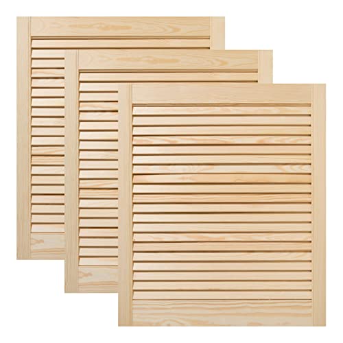 ben+camilla.com Dreier Paket / 3-er Pack Lamellentüren 69,0 x 59,4 cm Holztür Natur mit offenen Lamellen für Regale, Schränke, Möbel | Kiefer Holz unbehandelt von ben+camilla.com