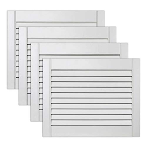 ben+camilla.com 4-er Pack/Vier Stück Lamellentüren 395 x 494 x 21 mm weiß seidenmatt mit offenen Lamellen Kiefernholz für Regale, Schränke, Möbel - EINBAUFERTIG grundiert & lackiert von ben+camilla.com