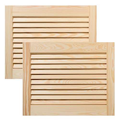 ben+camilla.com Doppel-Paket / 2-er Pack Lamellentüren 39,5 x 49,4 cm Holztür Natur mit offenen Lamellen für Regale, Schränke, Möbel | Kiefer Holz unbehandelt von ben+camilla.com