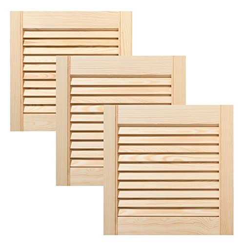 ben+camilla.com Dreier Paket / 3-er Pack Lamellentüren 39,5 x 39,4 cm Holztür Natur mit offenen Lamellen für Regale, Schränke, Möbel | Kiefer Holz unbehandelt von ben+camilla.com