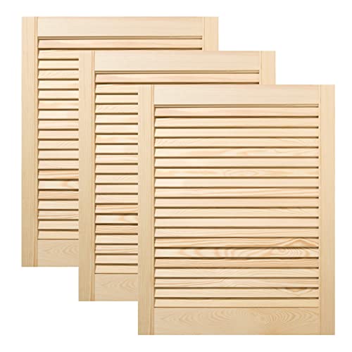 ben+camilla.com Dreier Paket / 3-er Pack Lamellentüren 61,5 x 49,4 cm Holztür Natur mit offenen Lamellen für Regale, Schränke, Möbel | Kiefer Holz unbehandelt von ben+camilla.com