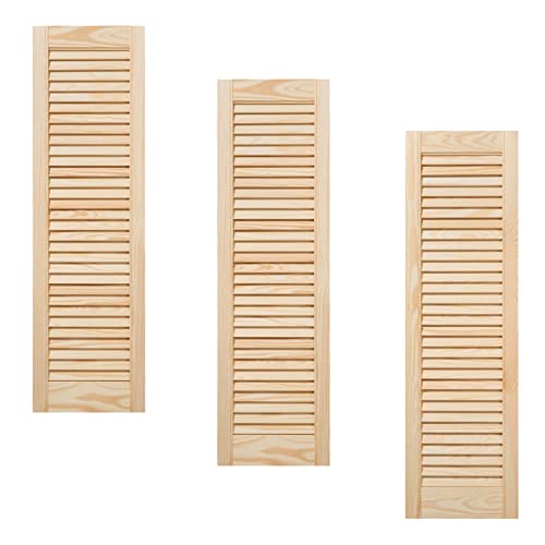 ben+camilla.com Dreier Paket / 3-er Pack Lamellentüren 99,3 x 29,4 cm Holztür Natur mit offenen Lamellen für Regale, Schränke, Möbel | Kiefer Holz unbehandelt von ben+camilla.com