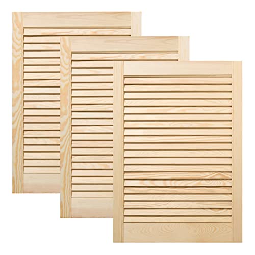 ben+camilla.com Dreier Paket / 3-er Pack Lamellentüren 69,0 x 49,4 cm Holztür Natur mit offenen Lamellen für Regale, Schränke, Möbel | Kiefer Holz unbehandelt von ben+camilla.com