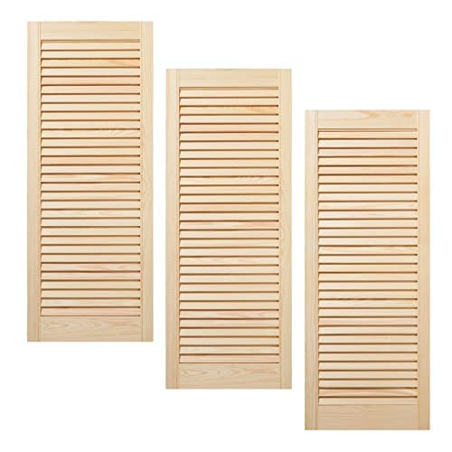 ben+camilla.com Dreier Paket / 3-er Pack Lamellentüren 99,3 x 39,4 cm Holztür Natur mit offenen Lamellen für Regale, Schränke, Möbel | Kiefer Holz unbehandelt von ben+camilla.com