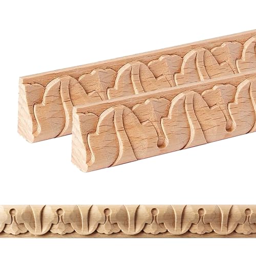 ben+camilla.com Ornament Leiste Holz für Möbel in 23 x 13 x 1000 mm | 2-er Set = 2 Meter | SB-915 mit 3D Blumen Buche | Zierprofile Friesenleiste Wandleiste Profilleiste von ben+camilla.com