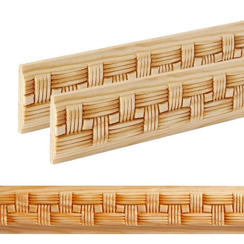 ben+camilla.com Ornament Leiste Holz für Möbel in 38 x 6 x 1000 mm | 2-er Set = 2 Meter | PK-371 mit 3D Flecht Kiefer | Zierprofile Friesenleiste Wandleiste Profilleiste von ben+camilla.com
