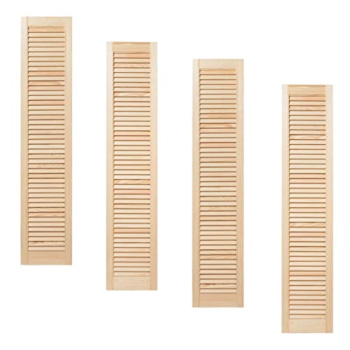 ben+camilla.com Vierer Paket / 4-er Pack Lamellentüren 140,6 x 29,4 cm Holztür Natur mit offenen Lamellen für Regale, Schränke, Möbel | Kiefer Holz unbehandelt von ben+camilla.com