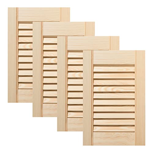 ben+camilla.com Vierer Paket / 4-er Pack Lamellentüren 39,5 x 29,4 cm Holztür Natur mit offenen Lamellen für Regale, Schränke, Möbel | Kiefer Holz unbehandelt von ben+camilla.com