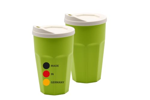 benderstore Kaffeebecher to go | mit Deckel und Trinköffnung | 2er Set | Bruchfest | 300 ml | Coffee | Made in Germany | grün von benderstore