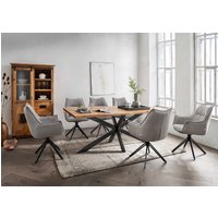 Indoormöbelset Esszimmerstuhl Ginosa light grey & Esstisch Catania 200x100cm Cross von bene living
