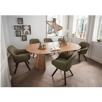 Indoormöbelset Diningsessel Matera Green & Tisch Oria Natur Oak oval von bene living