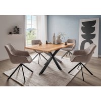 Indoormöbelset Diningsessel San Carlo Light Brown & Tisch Catania Gestell Cross von bene living