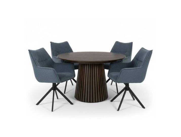 bene living DININGTISCH, Schwarz, Dunkelbraun, Blau, Echtholz,Eiche, Holz Optik, 4-Sitzer, Rund,Rechteckig, Stativgestell, 120x76x120 cm, Esszimmer, Bänke, Tisch- & Eckbankgruppen von bene-living