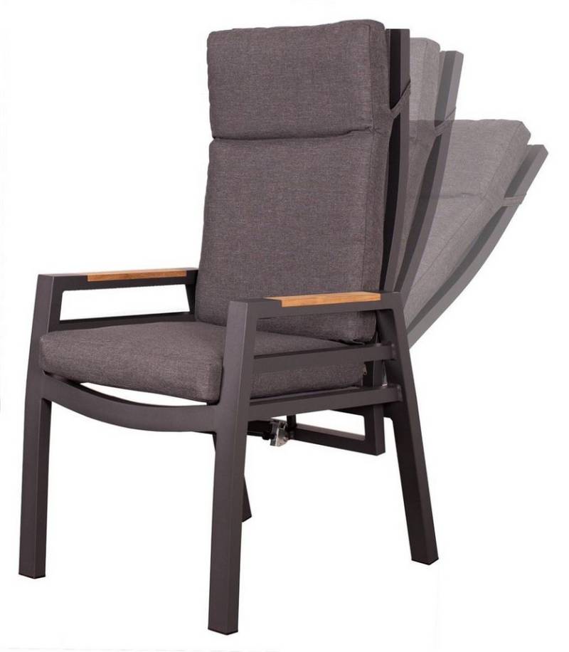 bene living Gartenstuhl Relaxsessel Sevilla - uni anthrazit (1 St), mit Gasdruckfeder, Aluminium-Gestell, Teakholz-Armlehnen von bene living
