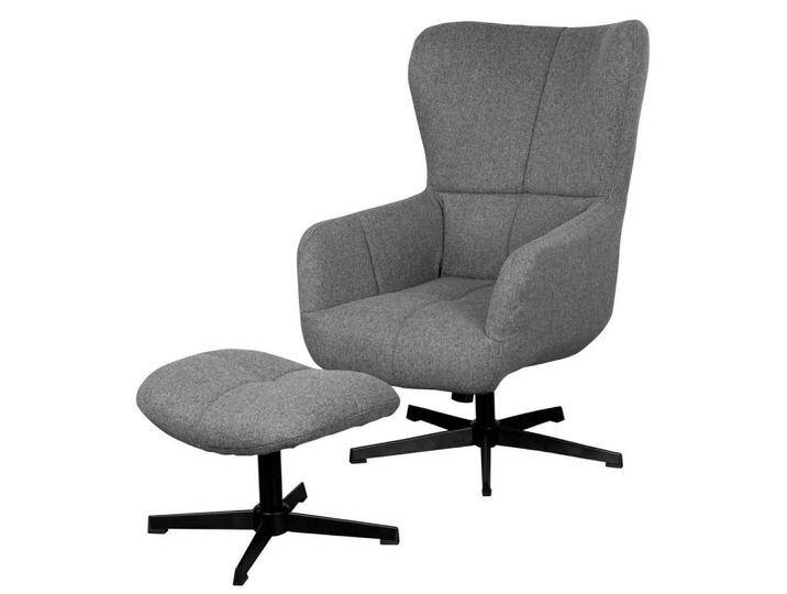 bene living OHRENSESSEL-SET, Grau, Uni, 1-Sitzer, Sternfuß, 87x104x74 cm, Wohnzimmer, Sessel, Ohrensessel von bene-living